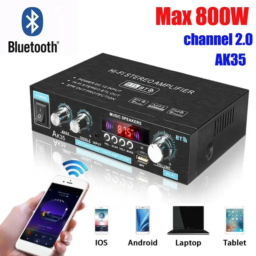 Home Cinema Bluetooth - AK35 HiFi Dijital Bluetooth Amplifikatörler MP3