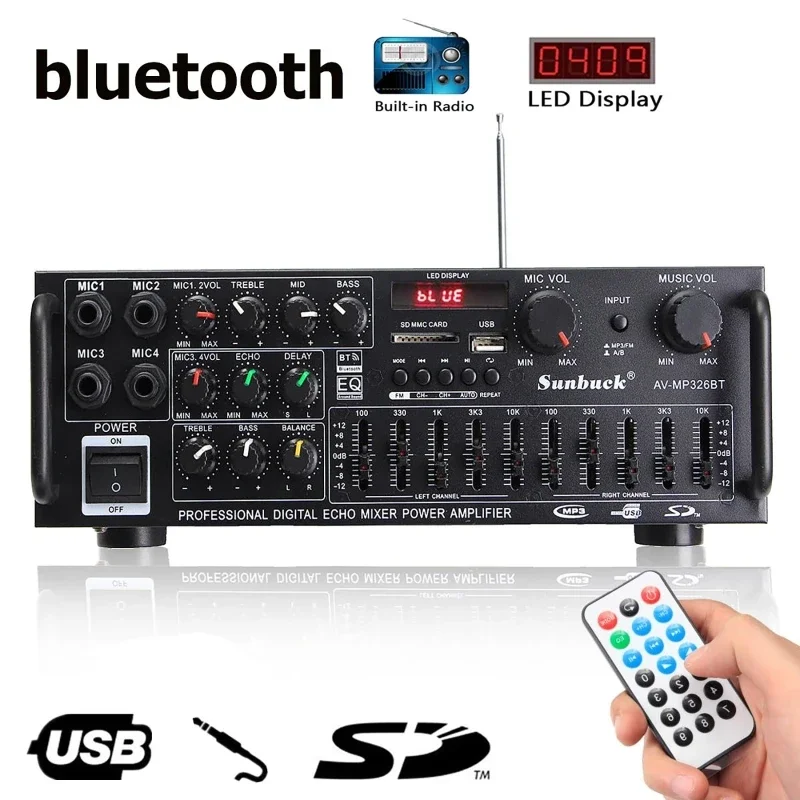 Home Cinema Bluetooth - 2000W bluetooth ses güç amplifikatörü HiFi