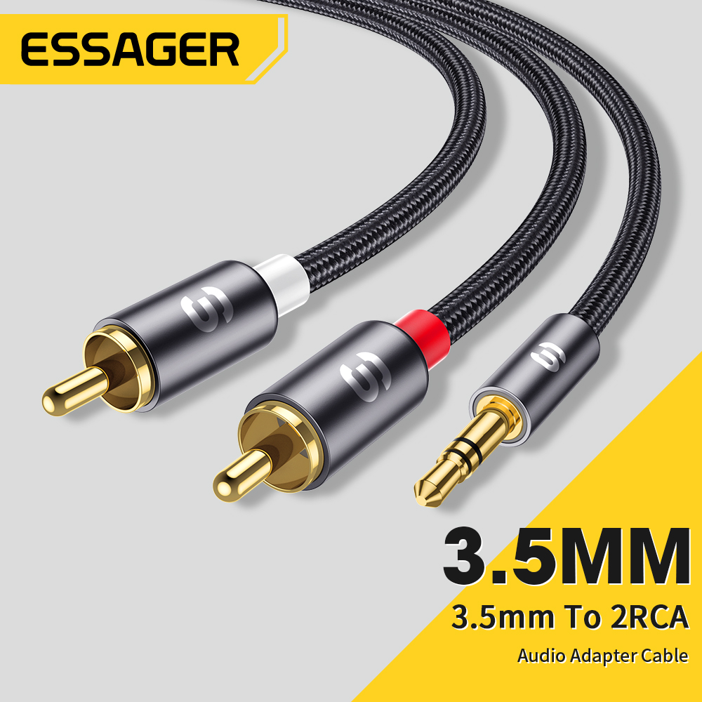 Home Cinema Ampli - Essager RCA Ses Kablosu Stereo 3.5mm