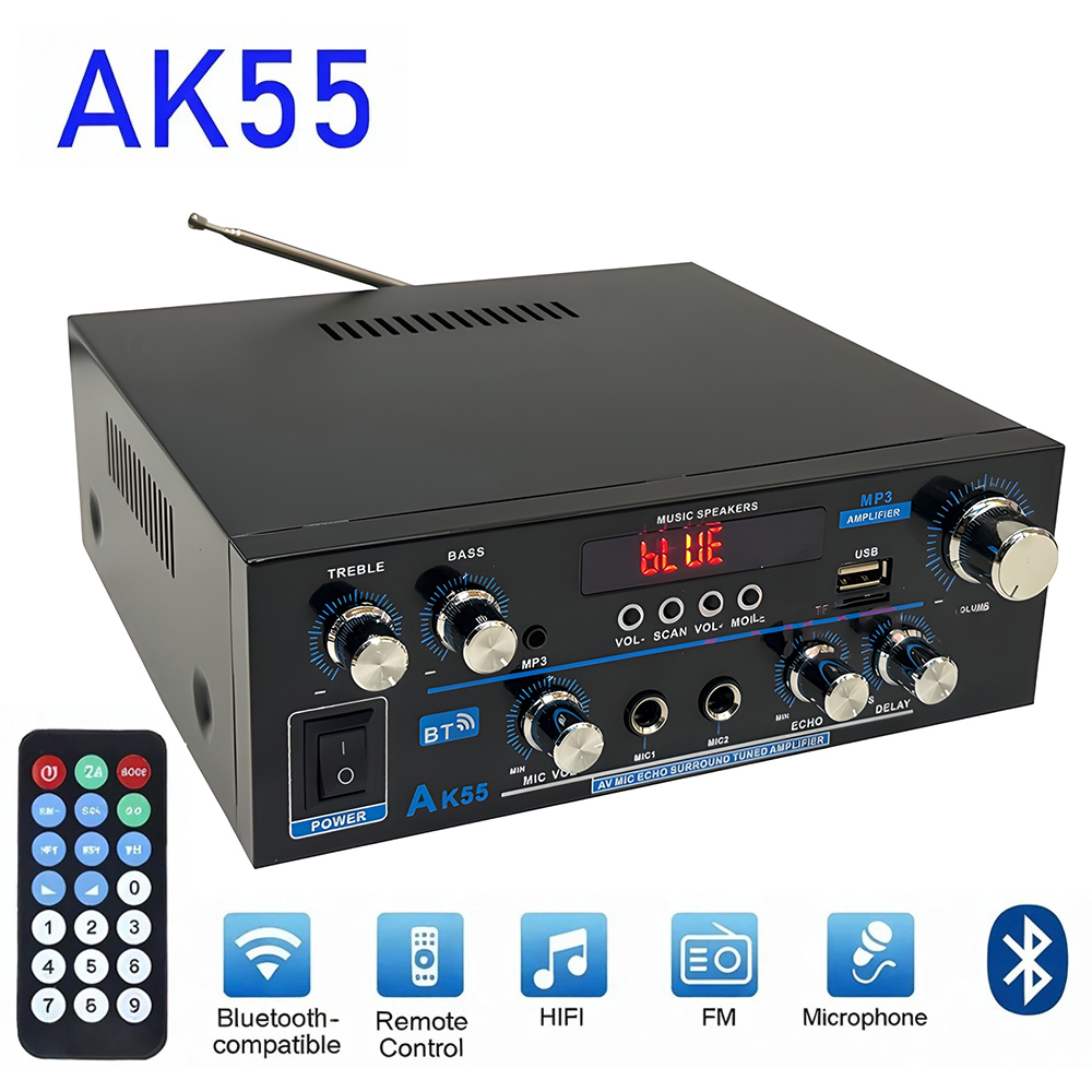 Home Cinema Bluetooth - AK55 HiFi Dijital Amfi Kanal 2.0