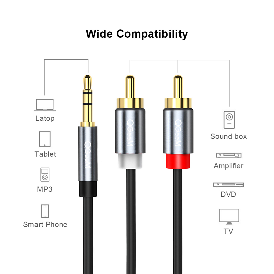 QGeeM RCA kablosu 2RCA 3.5 ses - Home Cinema Ampli incelemesi ve fiyatı