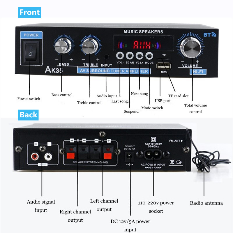AK35 AK380 800 W Ev Güç Amplif - Home Cinema Bluetooth incelemesi ve fiyatı